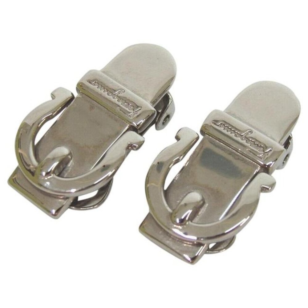 Ferragamo Sterling Gancini Buckle Earrings